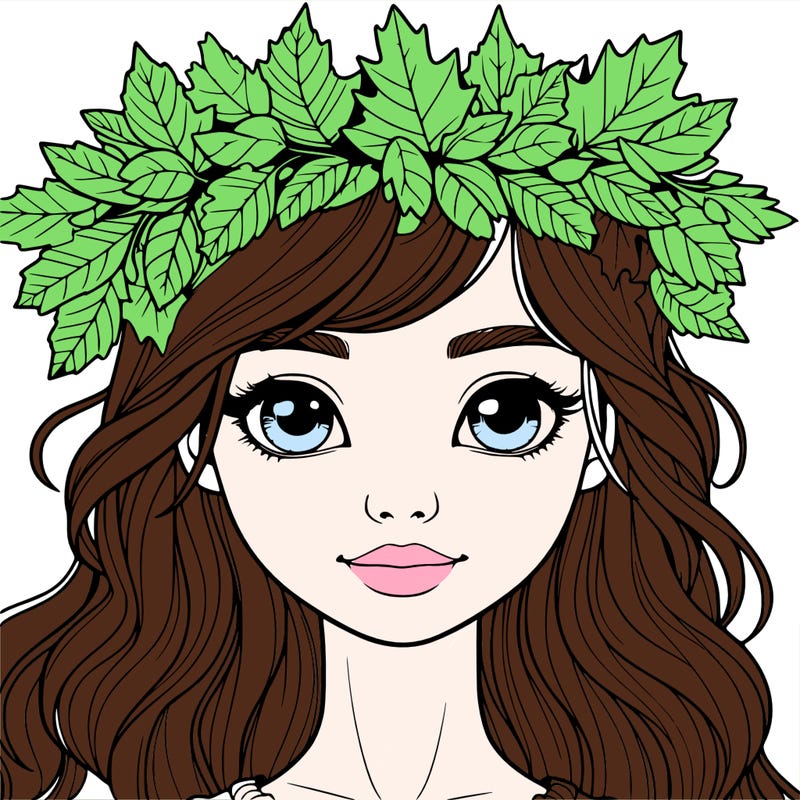 realistic girl with fall leaf crown