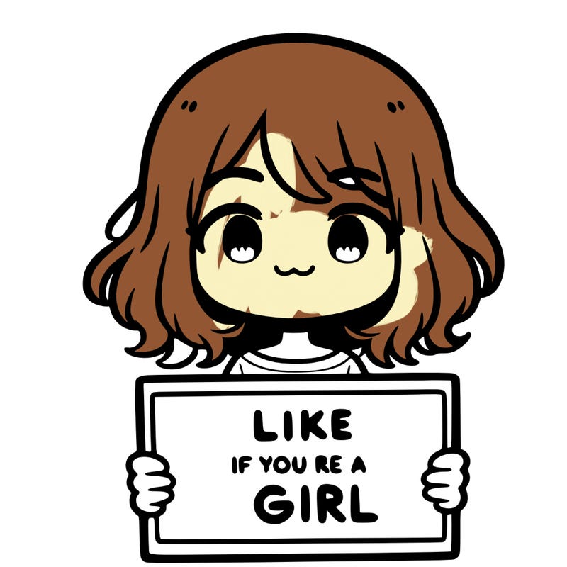 a cute girl holding a sign that says like if you’re a girl