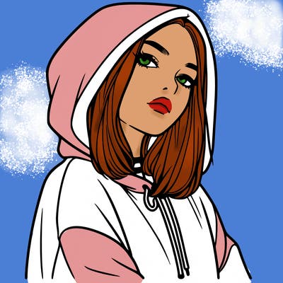 a realistic girl in a hoodie