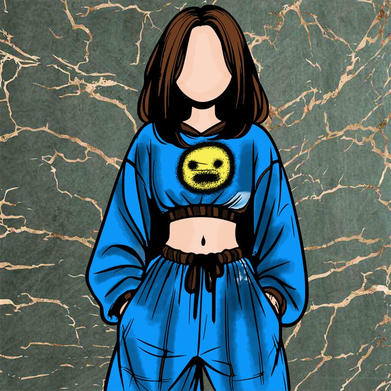 realistic girl faceless with baggy pants and a crop top