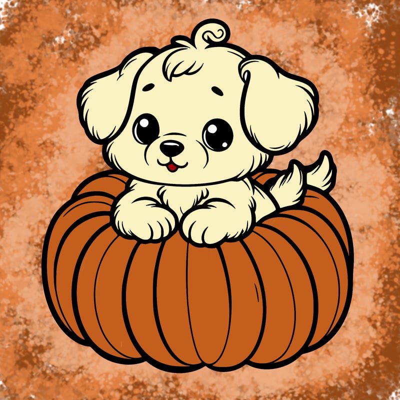 cute little puppy in a pumpkin