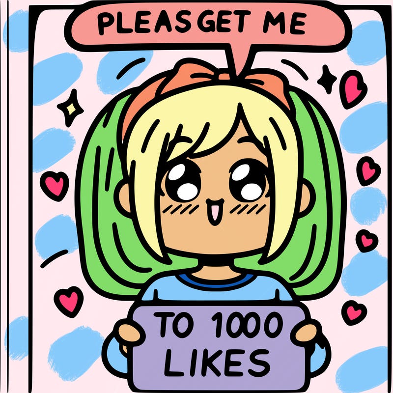 a girl saying please get me to 100 likes