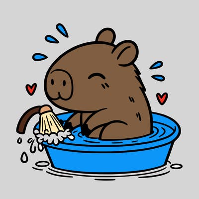 capybara taking a bath