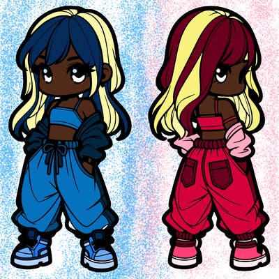 girl in crop top and baggy pants