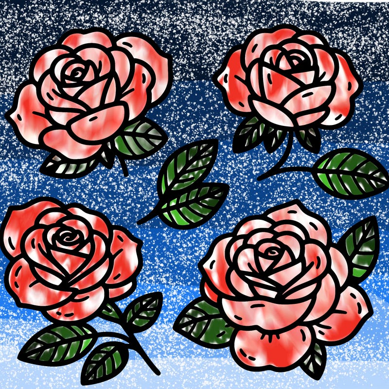 cute four pieces roses