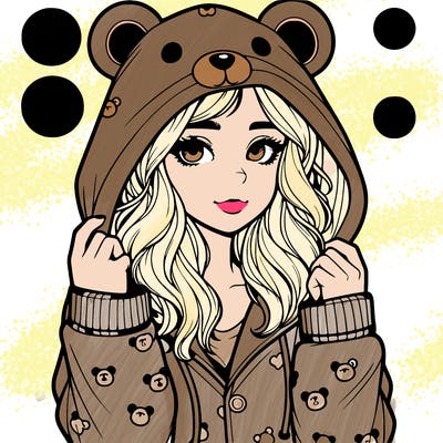 realistic girl in a animal pjs hoodie