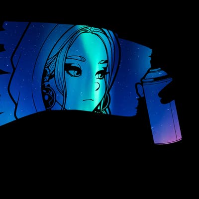 a realistic girl, spray painting