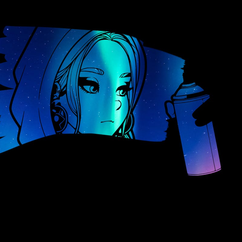 a realistic girl, spray painting