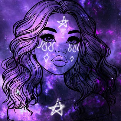 realistic girl with wavy hair and lips