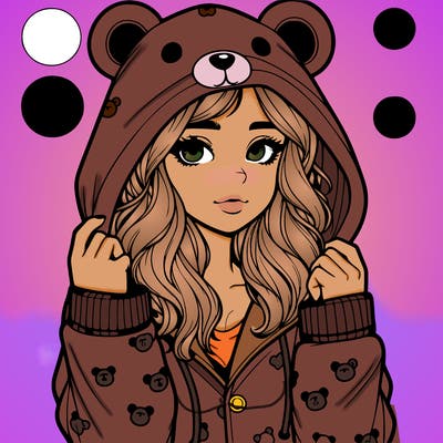 realistic girl in a animal pjs hoodie