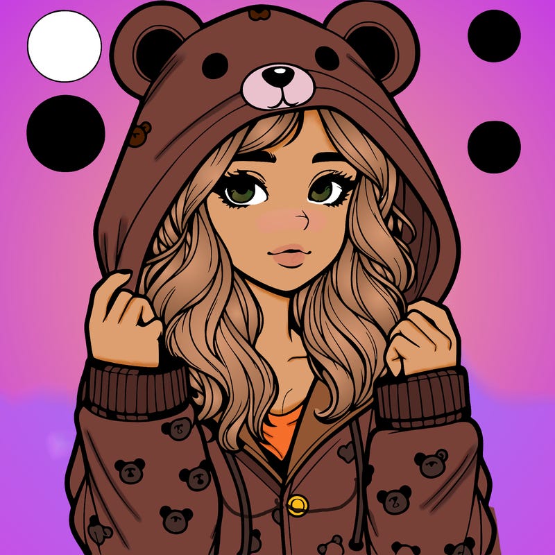 realistic girl in a animal pjs hoodie