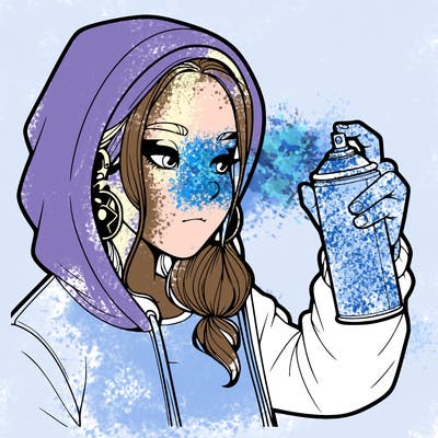 a realistic girl, spray painting