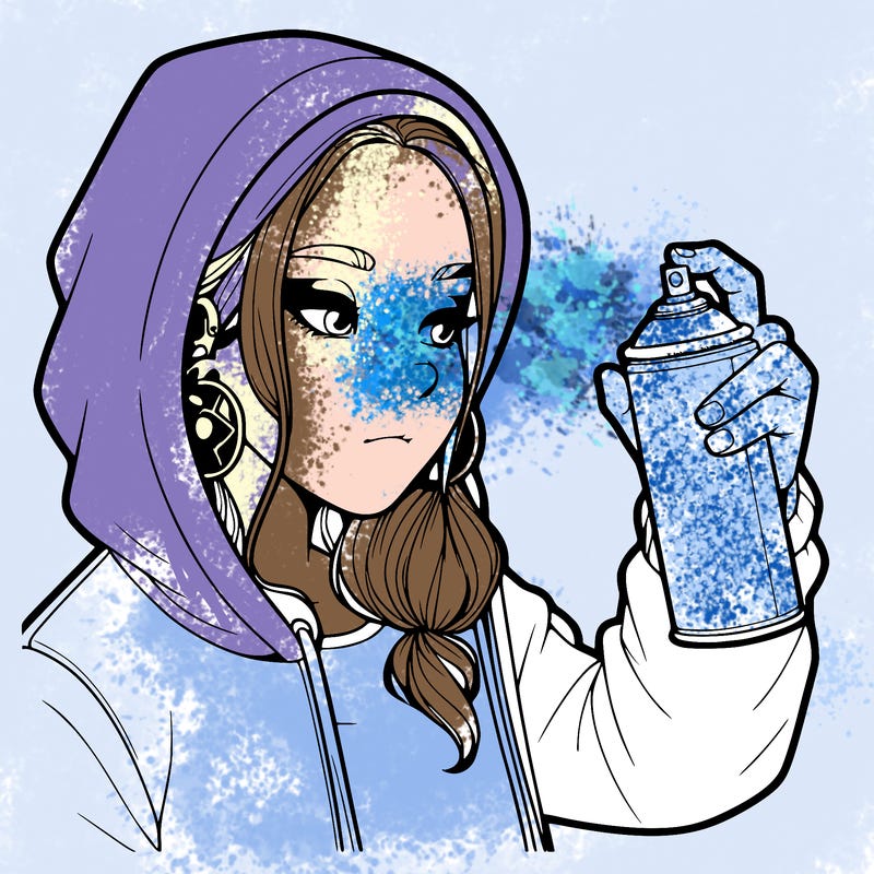 a realistic girl, spray painting