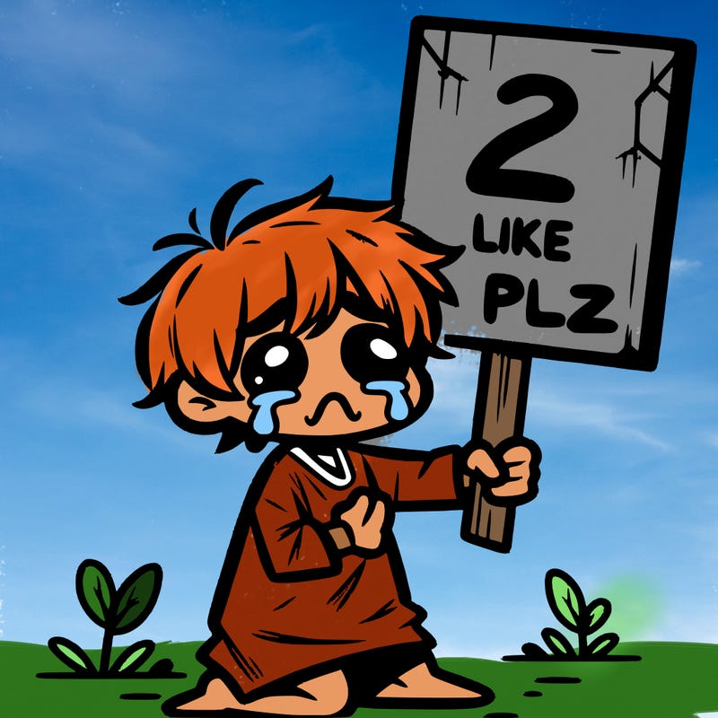 small poor toddler crying with sign that says 2 like plz