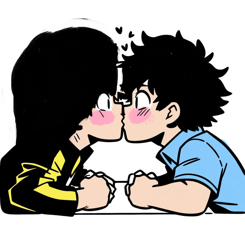 bakugou and deku smooching