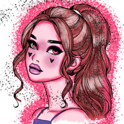 realistic girl with a ponytail on her hair and lips