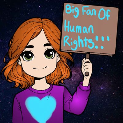 realistic girl holding up a sign