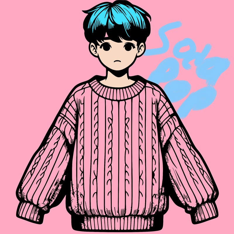 realistic boy with over size sweater