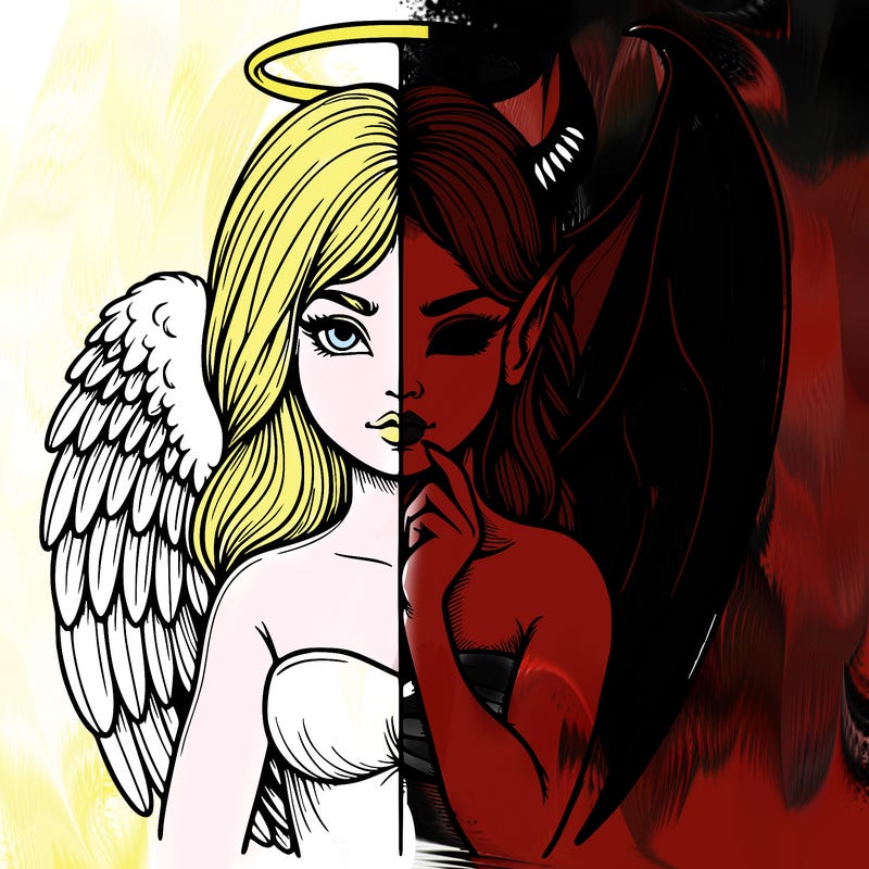 realistic angel half demon