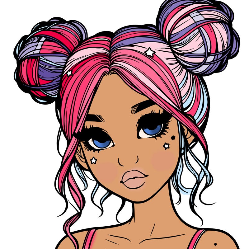 realistic girl with space buns