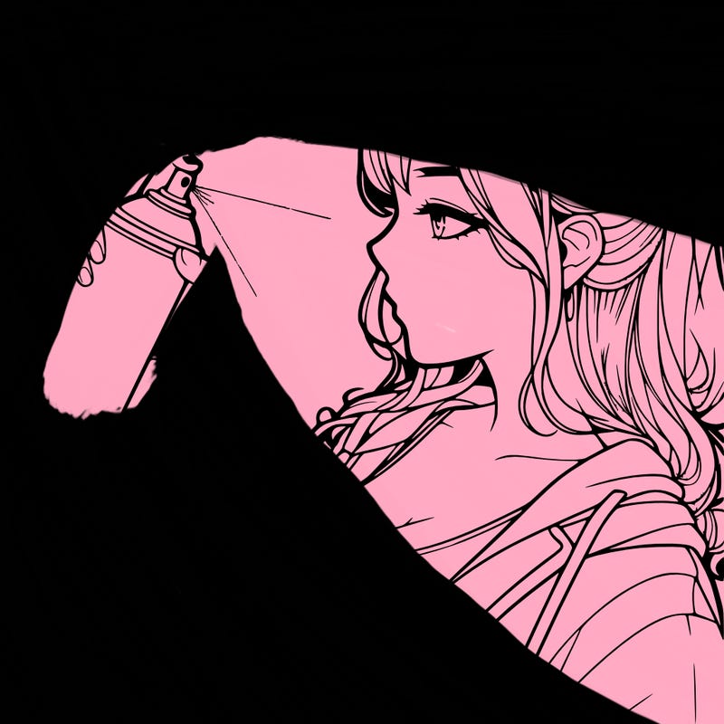 a realistic girl spray, painting