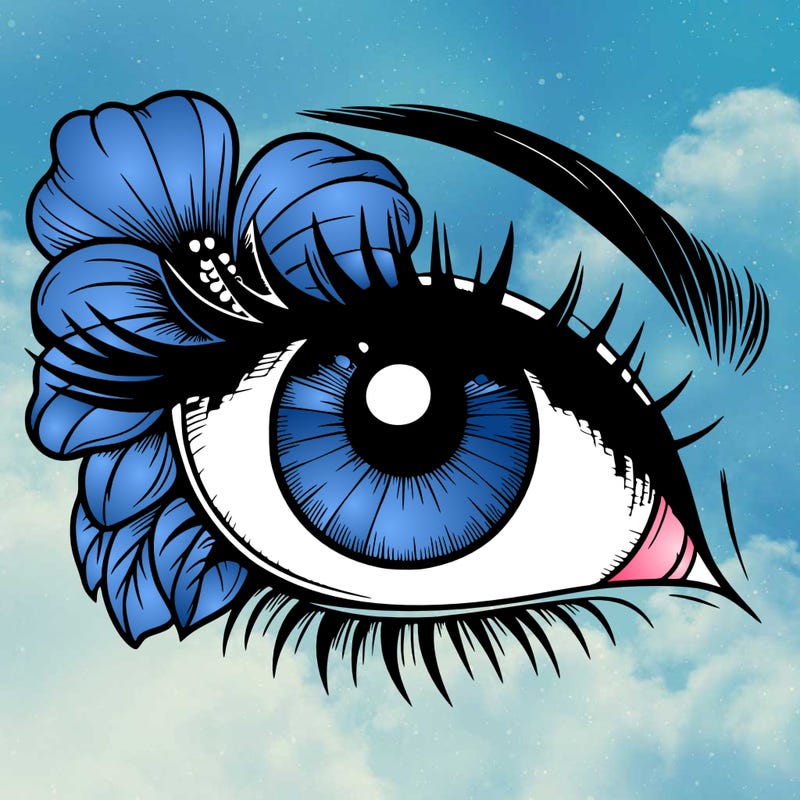 realistic eye with flower