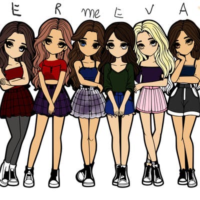 a group of girls realistic