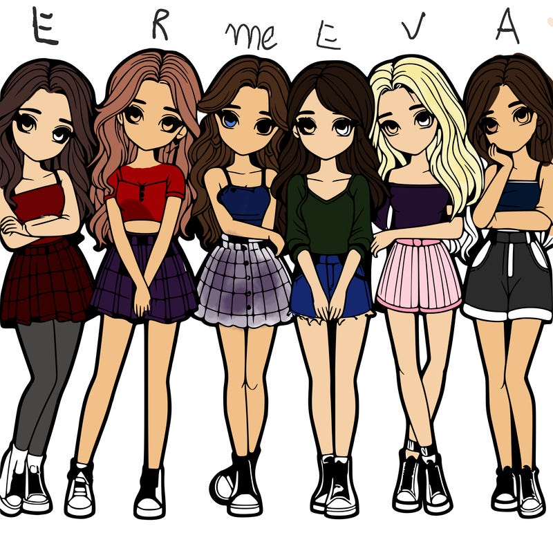 a group of girls realistic