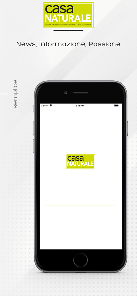 Casa Naturale Edicola Digitale - Tela de abertura do aplicativo da revista de design sustentável Casa Naturale em um smartphone