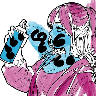 a realistic girl spray, painting