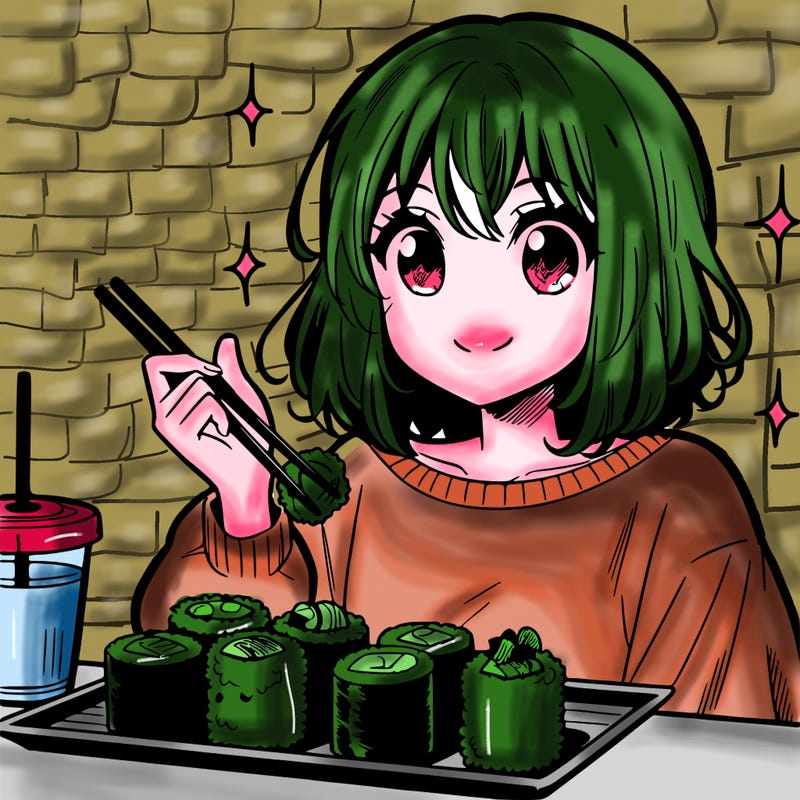 manga girl who loves sushi