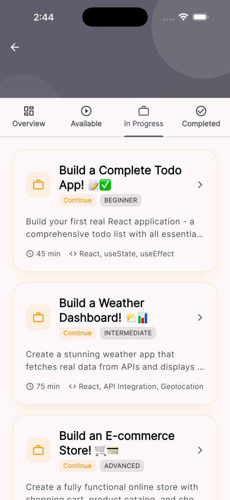 Eine Liste von React JS Coding-Projekten von Anfänger- bis zu fortgeschrittenen Levels in der App-Oberfläche