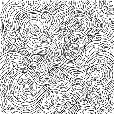 Journey through a mesmerizing universe with this intricate nebula patterns coloring page designed specifically for teens. Explore swirling cosmic clouds, twinkling stars, and delicate celestial elements, perfect for sparking imagination and creative expression.