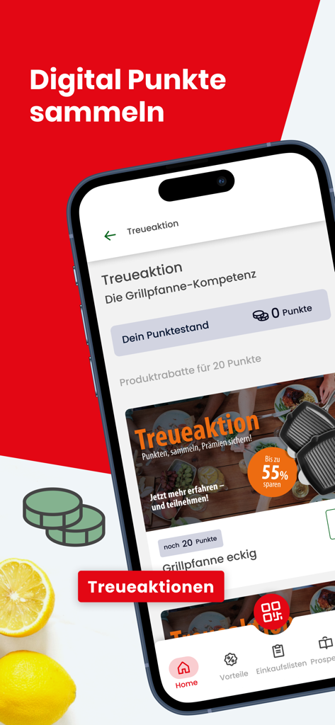 Markant GO - Markant GO app interface displaying digital loyalty points and rewards for shopping.