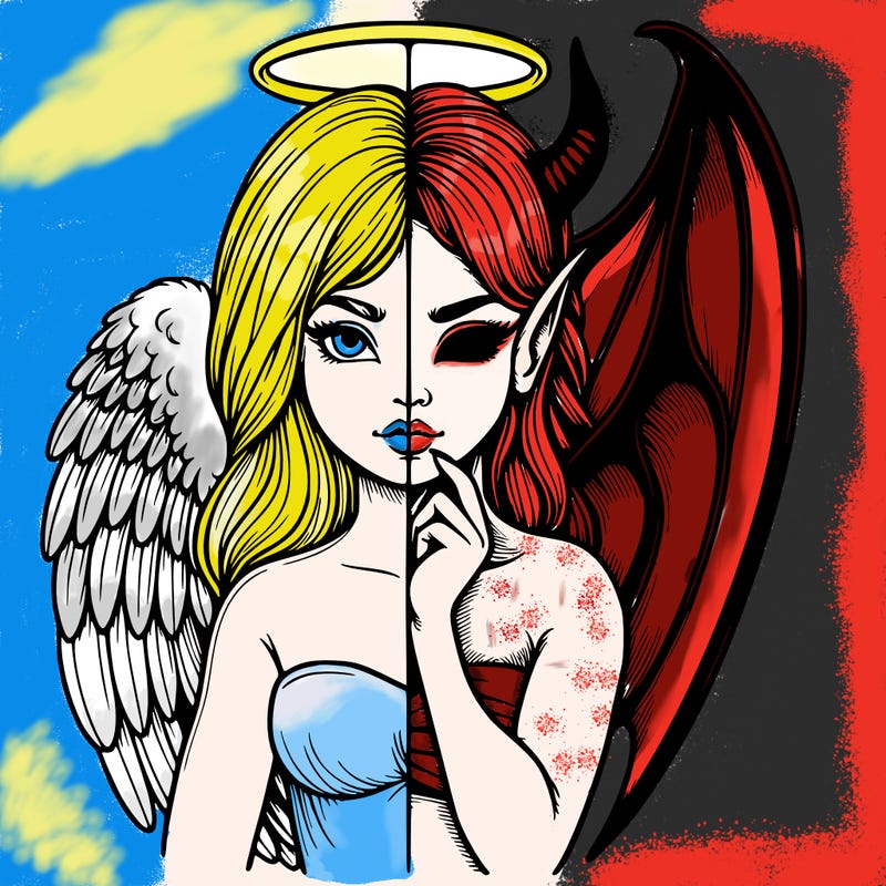 realistic angel half demon