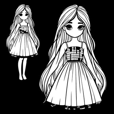 a realistic girl with long hair and a dress