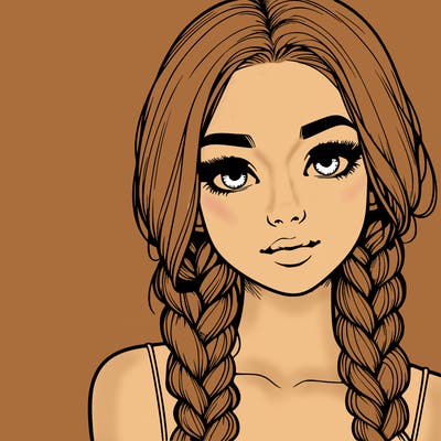 realistic girl with braids
