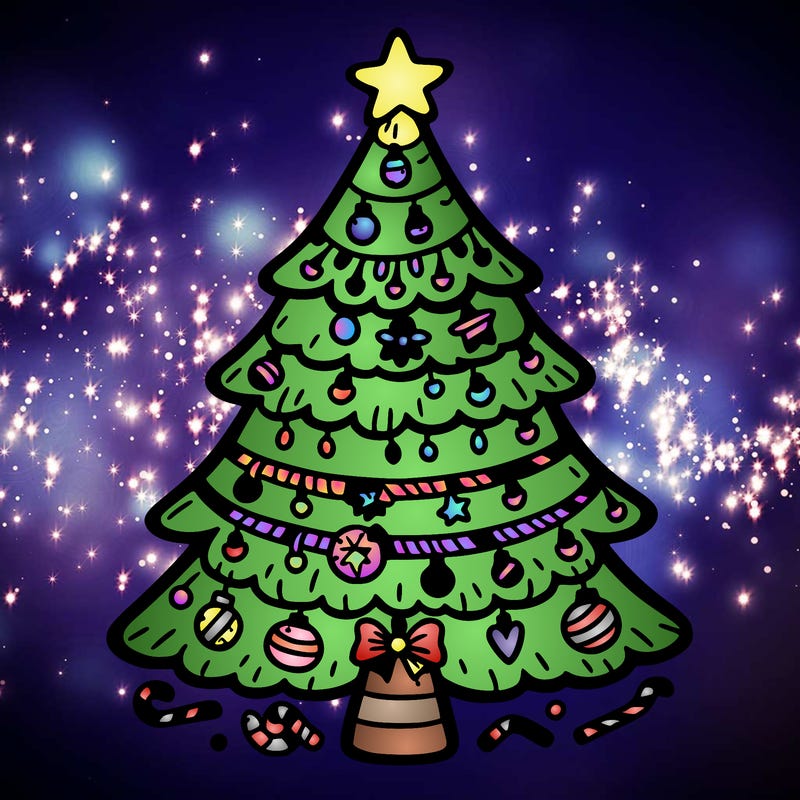 christmas tree with lots of details