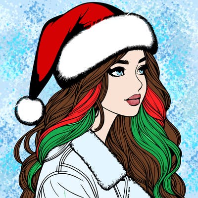 realistic girl in santa hat