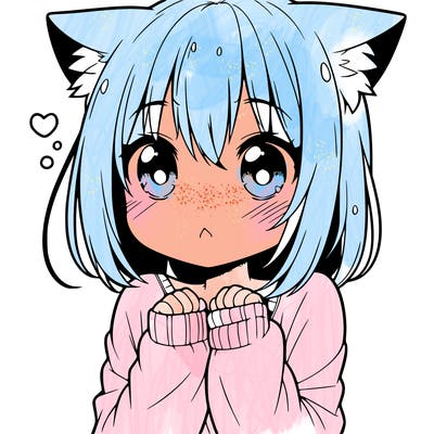 shy anime catgirl