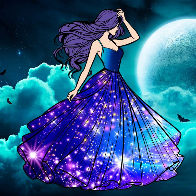 realistic woman with dress flowing in the wind