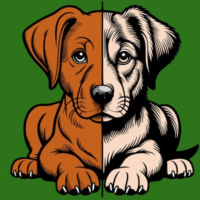 realistic dog split picture