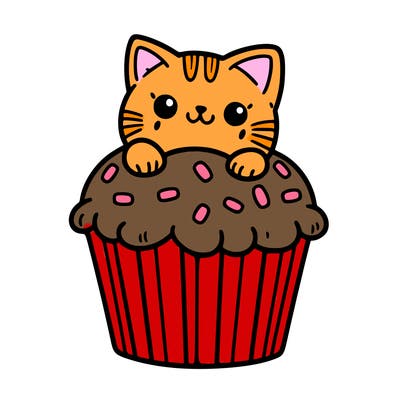 cat in a cupcake