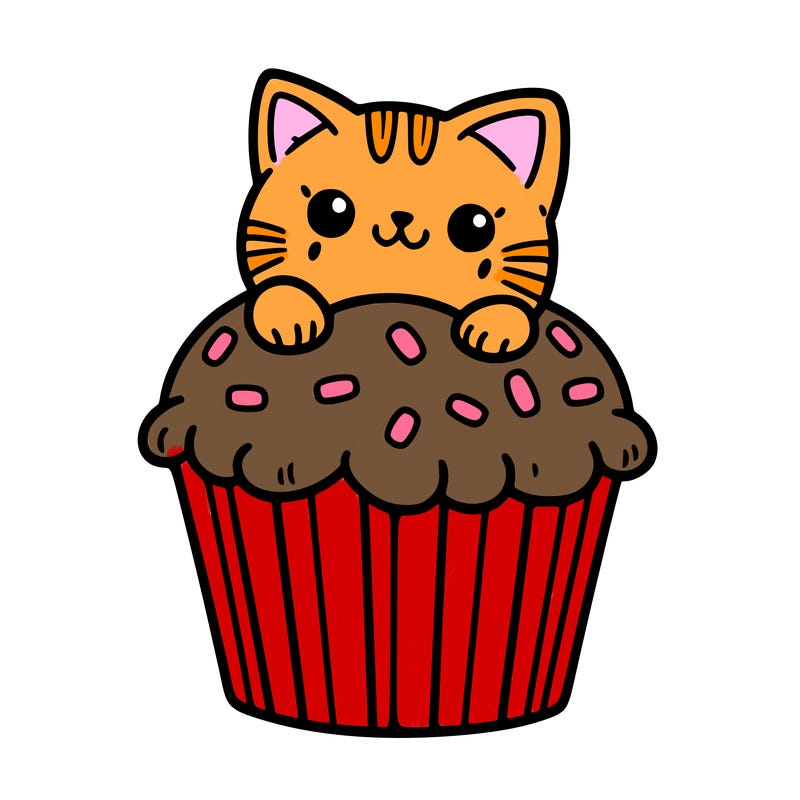 cat in a cupcake