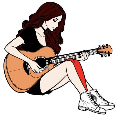 realistic woman play guitar