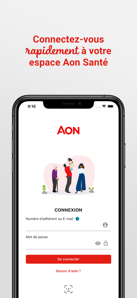 MySante by Aon health insurance app login page