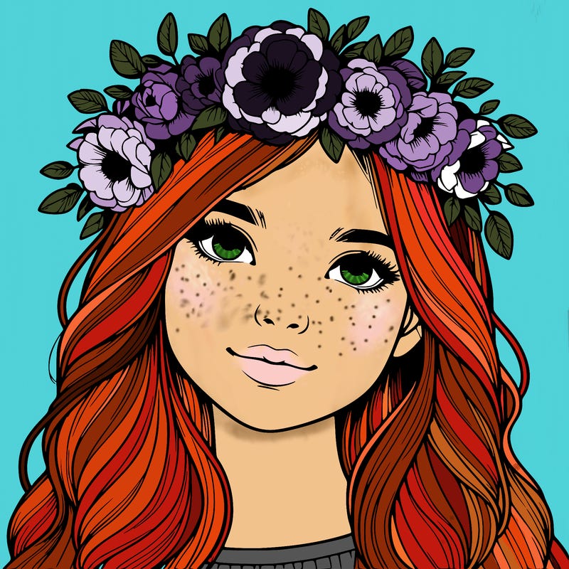 realistic girl with flower crown