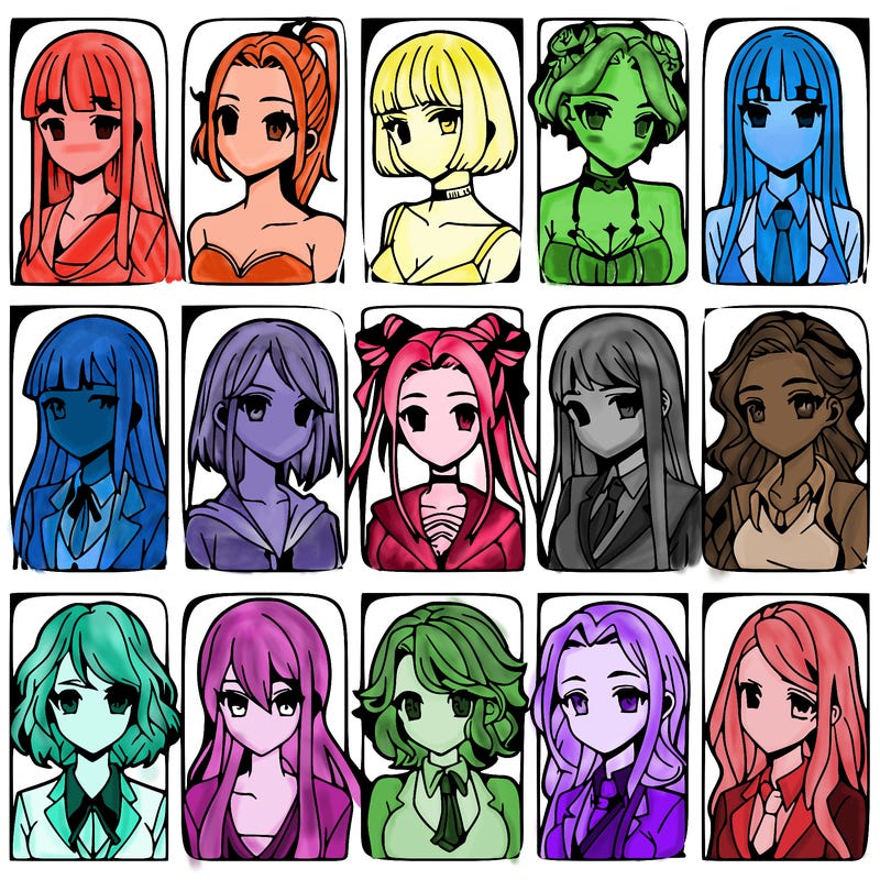 girls that look diffrent anime