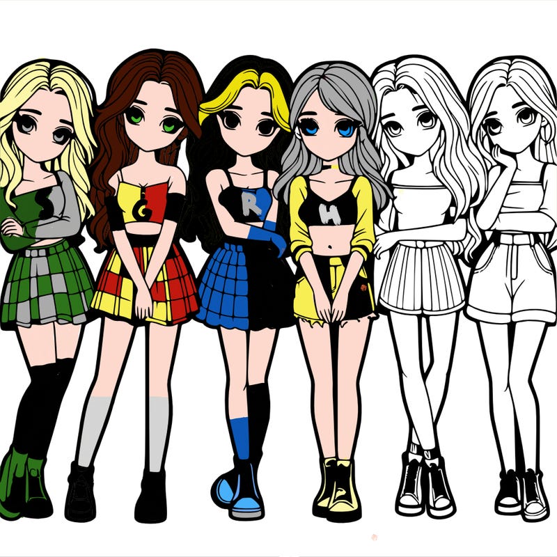 a group of girls realistic