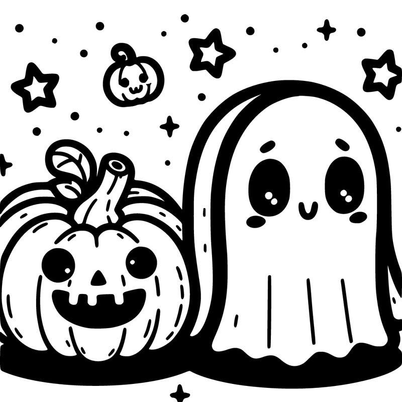 cute pumpkin and ghost
